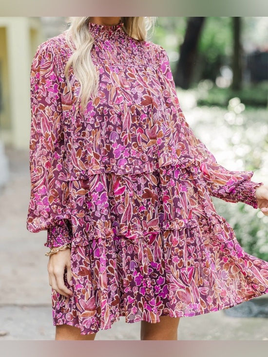 Fate Dresses & Skirts - Fate Burgundy Red Floral Dress Size M. Color burgundy floral